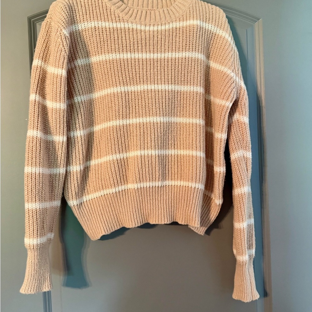 Striped Beige and White Women's Sweater